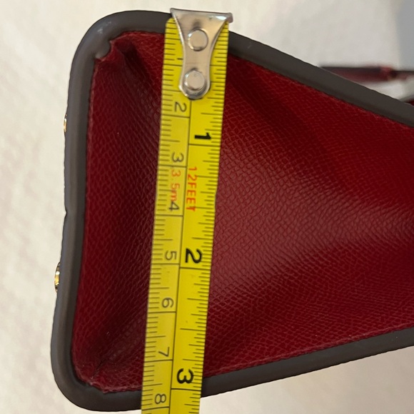 Red Kelly Style Top Handle Structured Satchel with Turn Lock and Key #valentines - Picture 4 of 12